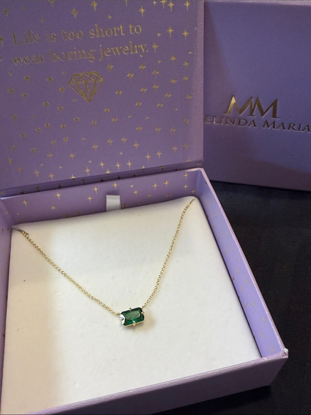 Melinda Maria Emerald Green Solitaire Pendant Necklace - Women Jewelry